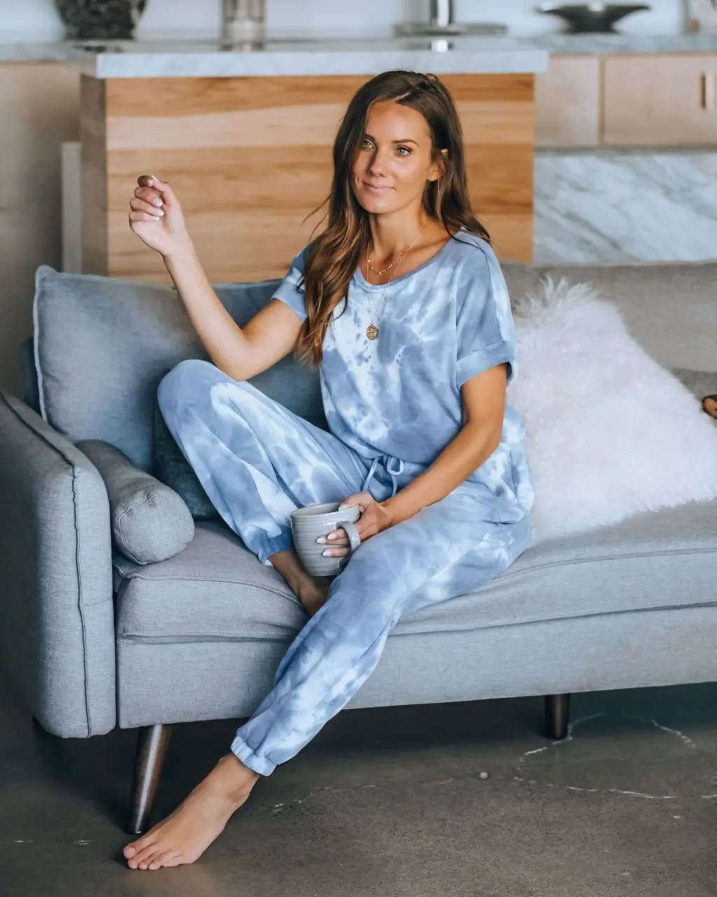 

Hot Sale Tie Dye Set Pajamas Sleepwear Women Home Clothes Pyjama Femme Pijamas Mujer Piyama Wanita Murah