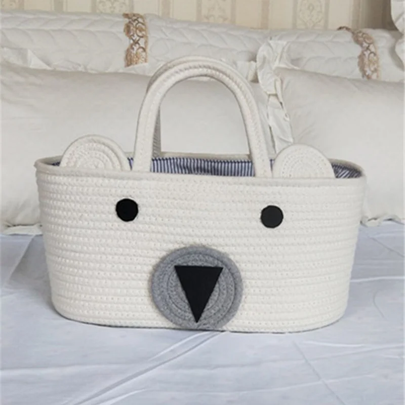 

Cotton Woven Diaper Bag Foldable Mummy Bag Storage Detachable Partition