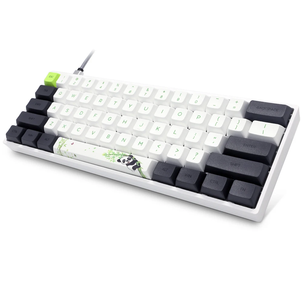 

YMM Wholesale hotswappable GK61 Gateron optical switch wired dye pbt ball keycaps 61keys ergonomic RGB 60% gaming keyboard, Black/ white