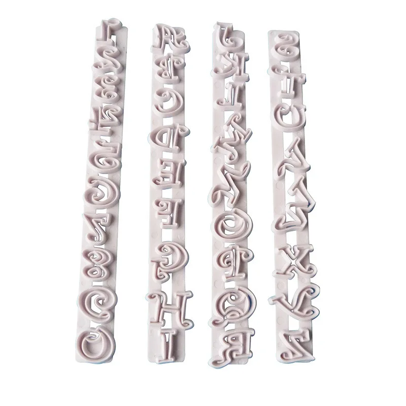 

DIY Baking 4pcs Alphabet Biscuits Digital Embossed Bar Cake Chocolate Decoration Plastic Mold Cookie Press Stamp Embosser Cutter