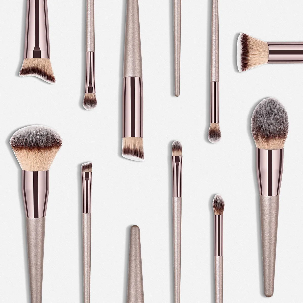 

High-quality Low MOQ Eye Makeup Brush Set Factory Price Wholesale Champagne Gold Conical Handle 10pcs Make Up Brush Set Luxury, Picture
