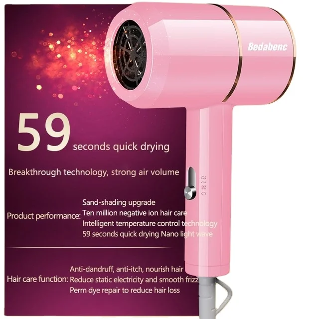 

Professional Negative Ion High Speed Aluminum Alloy Powerful Portable Electric Hair Dryer, White/black/pink/yellow/green/hot/blue
