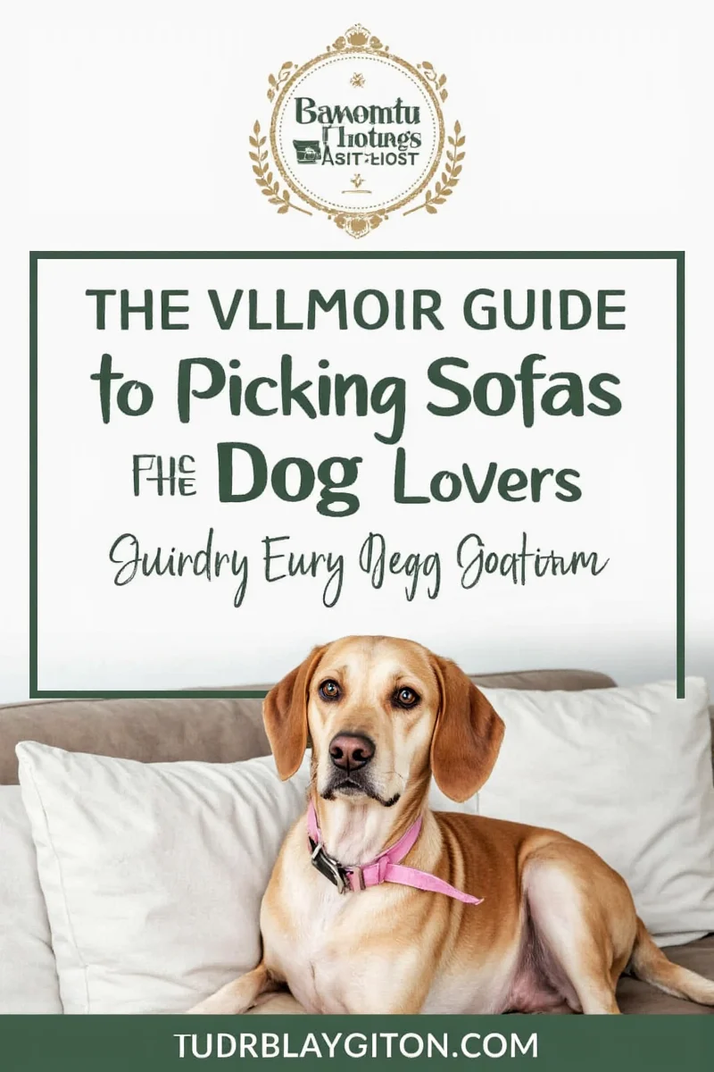 Curated gift sofa options designed for dog lovers with tags indicating occasion, color, and features like waterproof fabric or USB ports