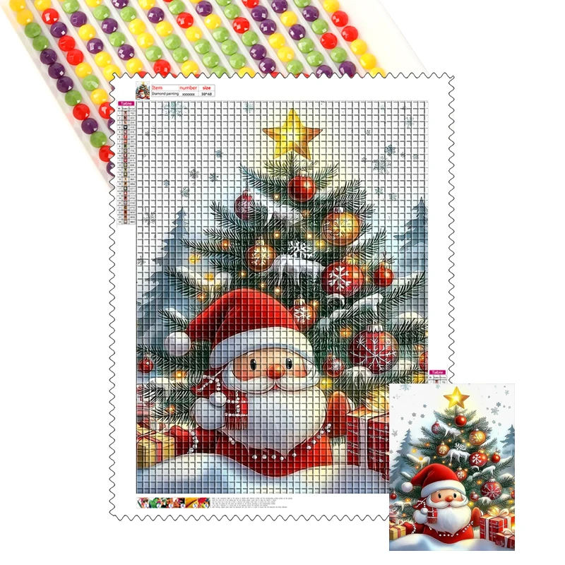 Christmas 5d Diy Diamond Painting Cute Santa Claus Goblin Christmas Tree Full Drill Customized Diamond Painting Sets for Kids