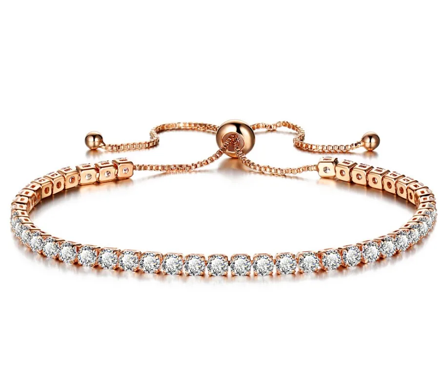

Korea micro-inlaid zircon fashion simple bracelet handmade adjustable women sterling silver tennis bracelet silver jewelry, Mix