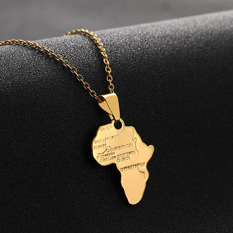 

Fashion Hiphop Gold Chain Pendant Alphbat Map Necklace for Women