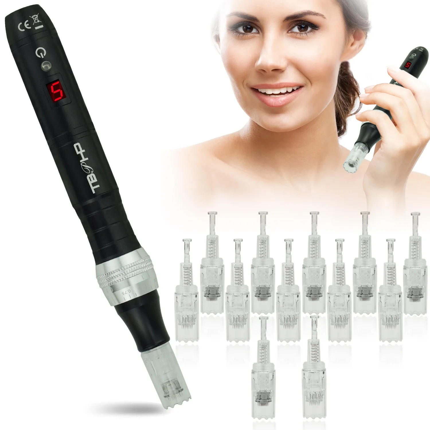 

TBPHP Black P10 Facial Massager Uniform Complexion Home Radio Frequency Skin Tightening Cosmetology Microneedling, Silver gold black pink