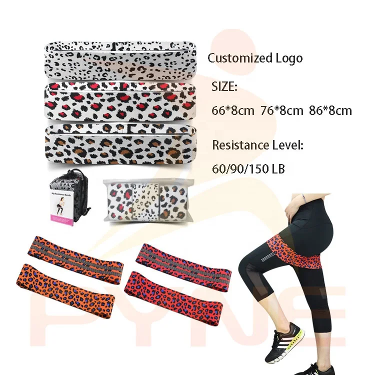 

Custom Logo Exercise Loop Booty Fitness Resistance Bands Leopard Printed Fabric Yoga Elastic Bands, Leopard print