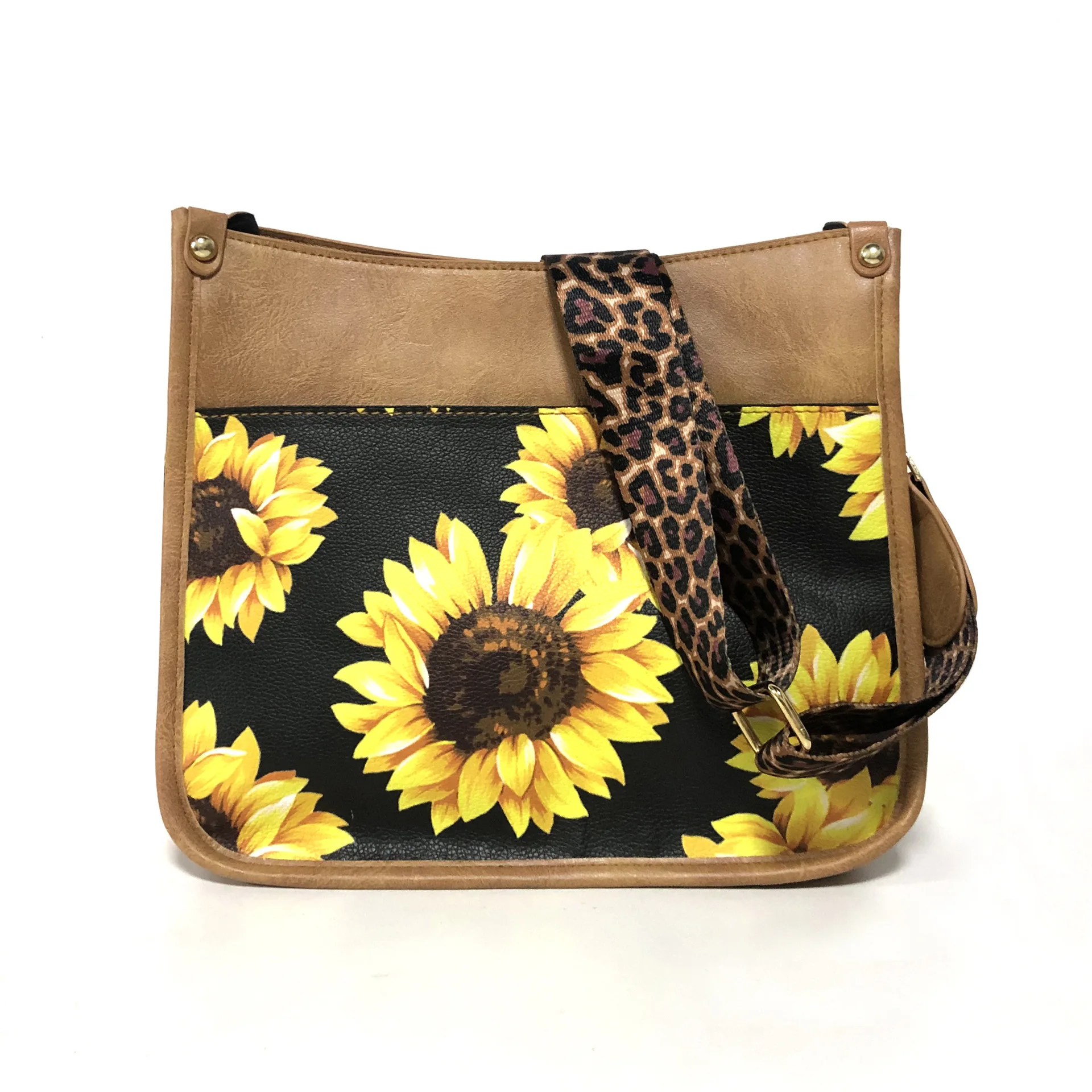 

2022 Women's Sunflower Print PU Bag Leopard Print Handbag Messenger Bag Ladies Tote Bags