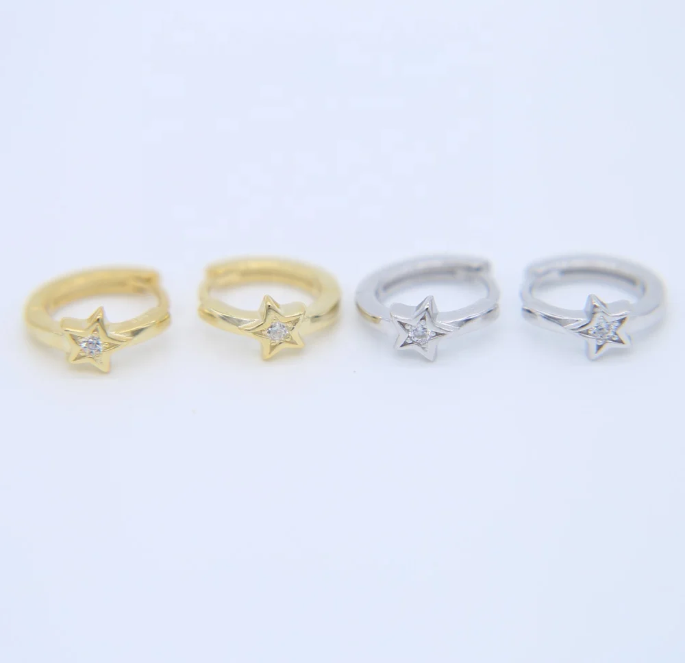 

fashion 925 sterling silver 10mm huggie hoop Christmas gift Star women earring
