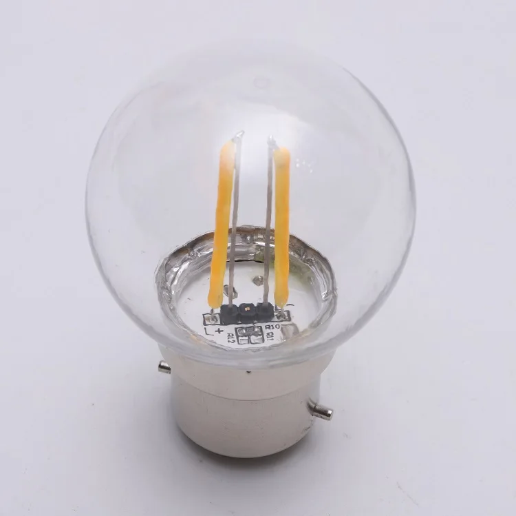 Waterproof decoration lights 220v 1w 2w warm white g45 plastic globe filament dimmable bulb e27 B22 led filament lamp