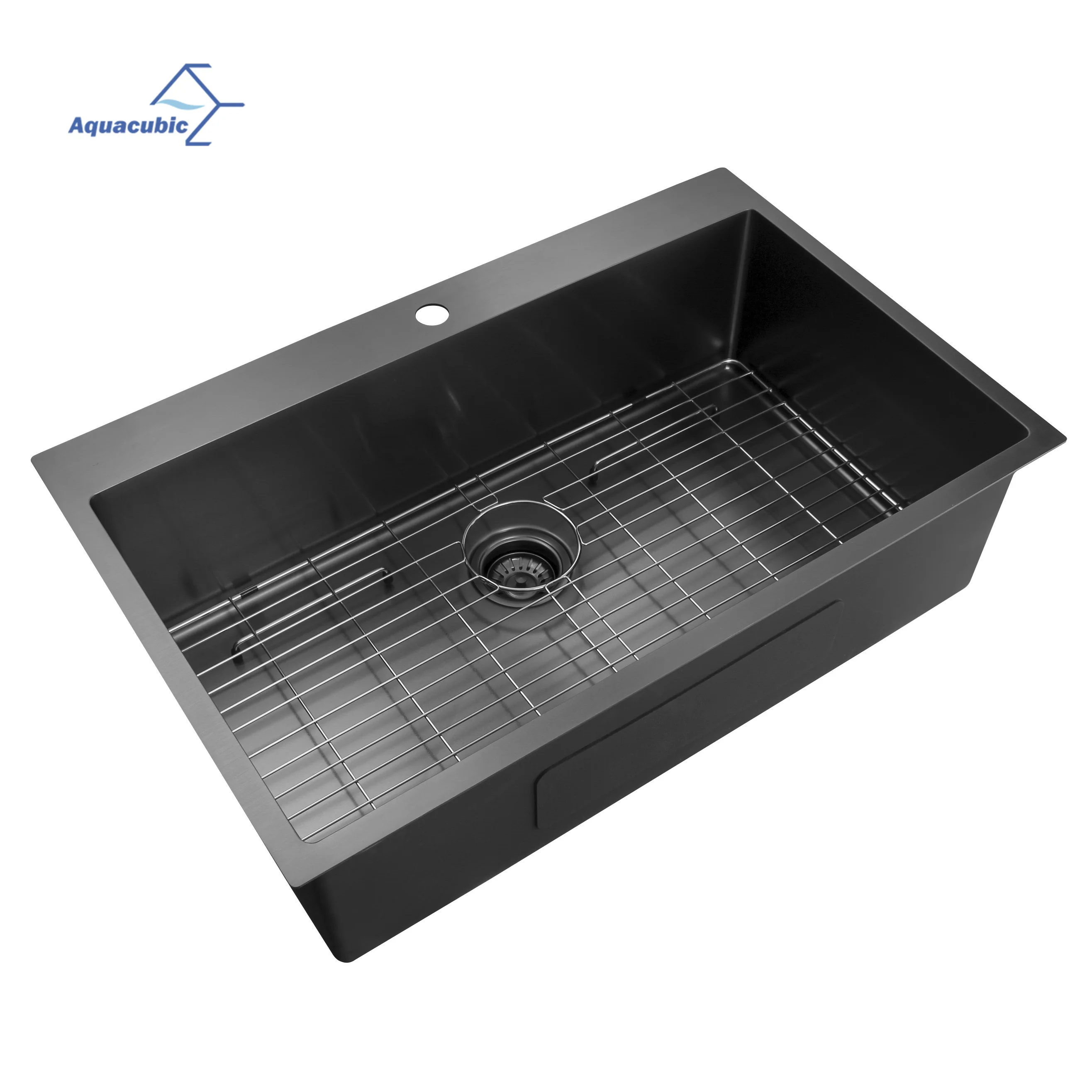 

Aquacubic 33*21 Inch Matte Black PVD Nano Topmount Single Bowl 304 Stainless Steel Kitchen Sink Manufacturers