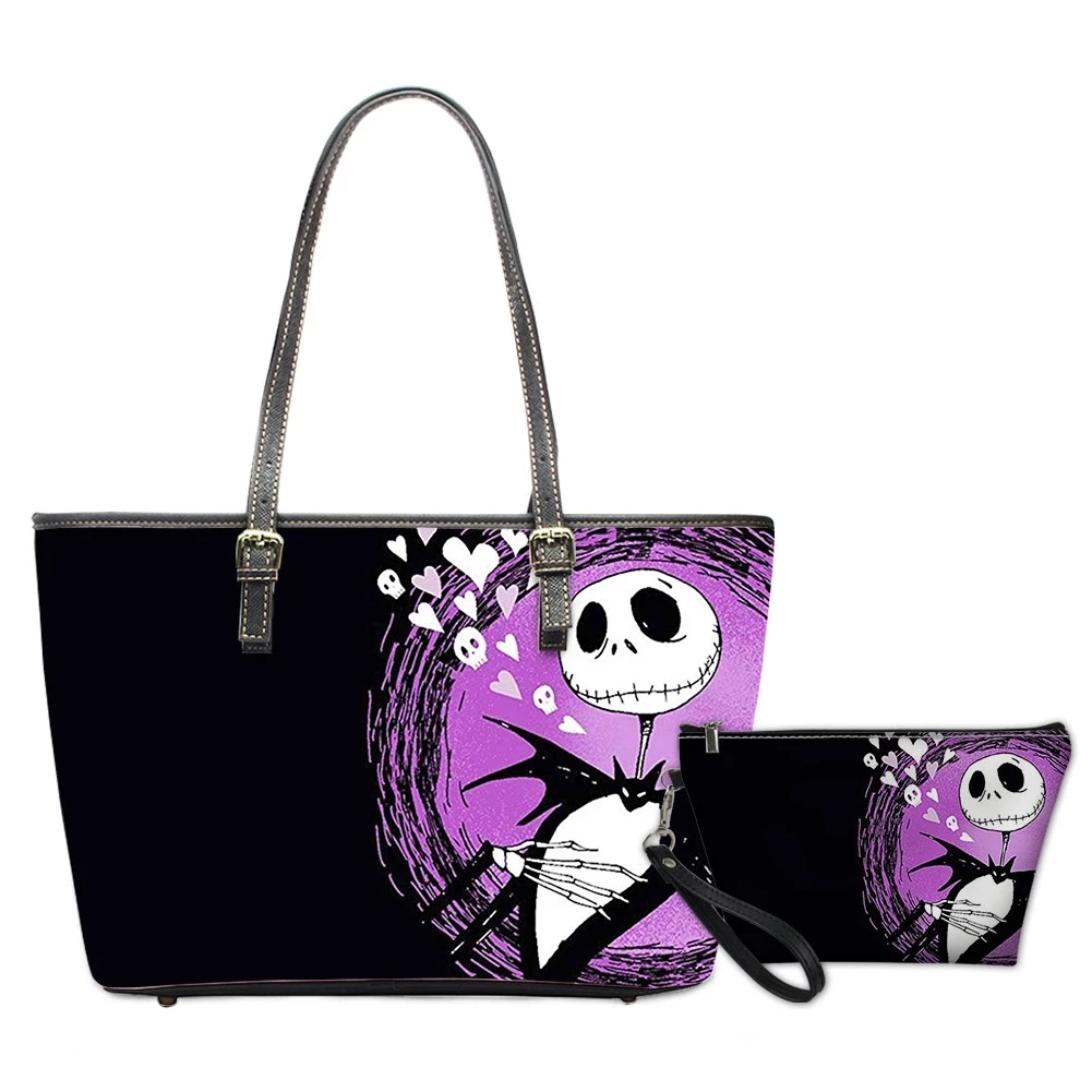 

Halloween Print Sugar Skull Handbags Women Top-Handle Bags PU Leather Shoulder Hand Tote Bag Girl Feminine Bolsa Cosmetic Bag, Customized
