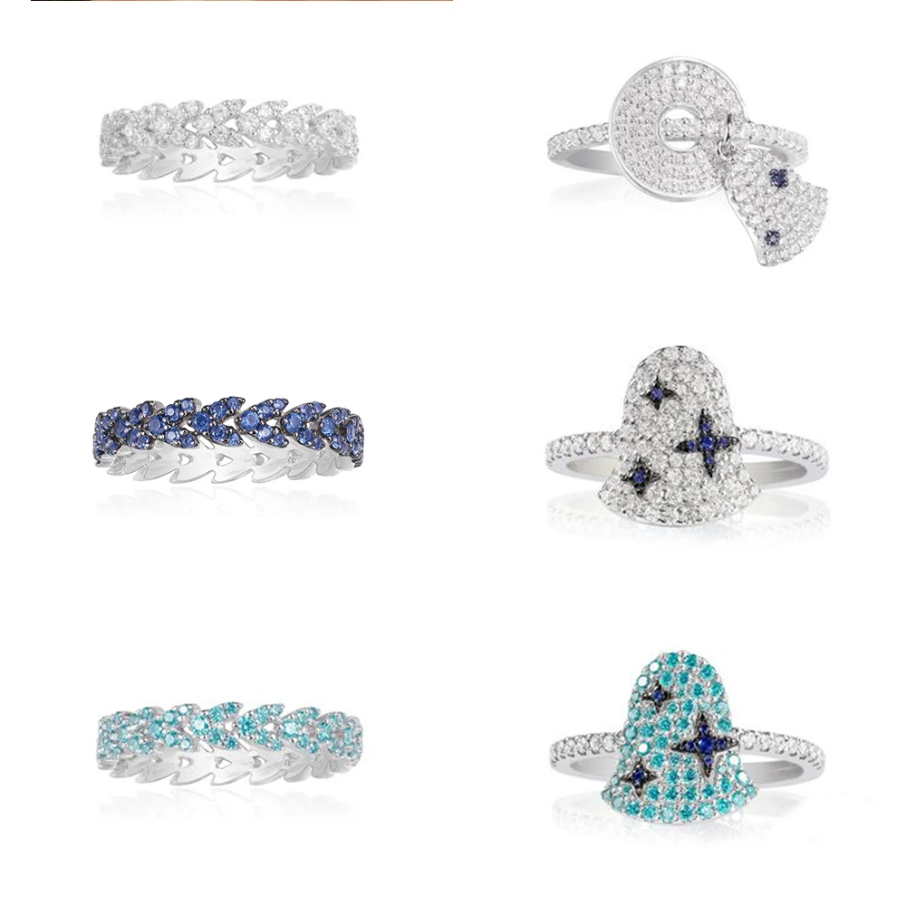 

2021 New Fashion Charm 1: 1 High Quality Eye Shape, Planet Shape, Pineapple Ring Women's Jewelry En Engraved Logo