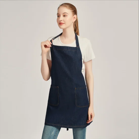 

Women Apron Dress New Concise Design Pattern Kitchen Cooking Waterproof Custom Cotton OEM Customized Job Logo Time Fabric Food