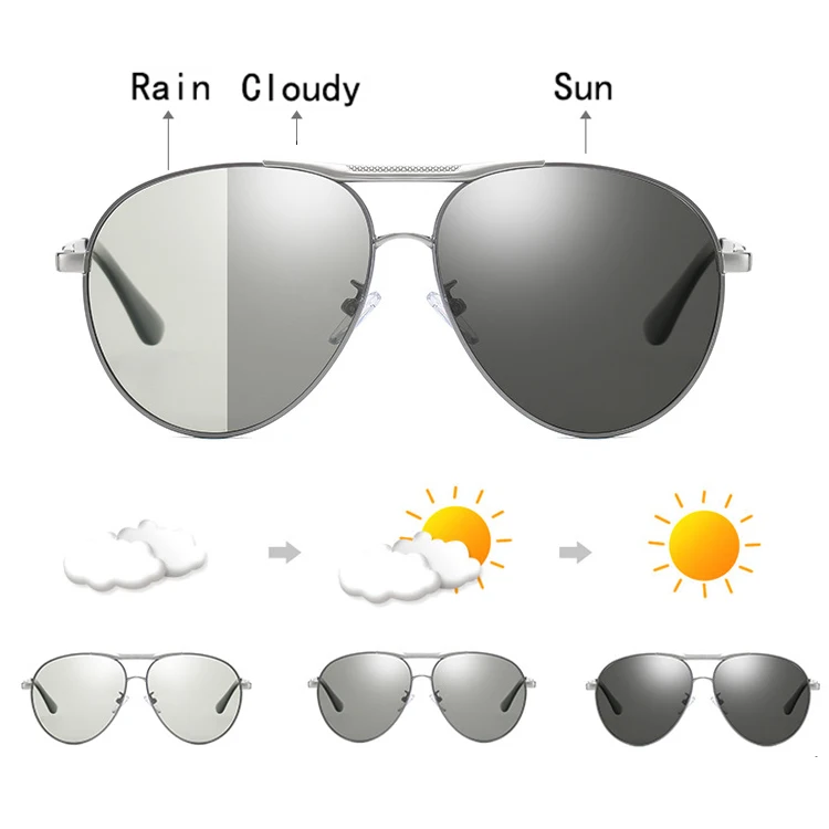 

63908 Polarized Photochromic Sunglasses for driving and fishing color changing lens fashion raybandsunglasses
