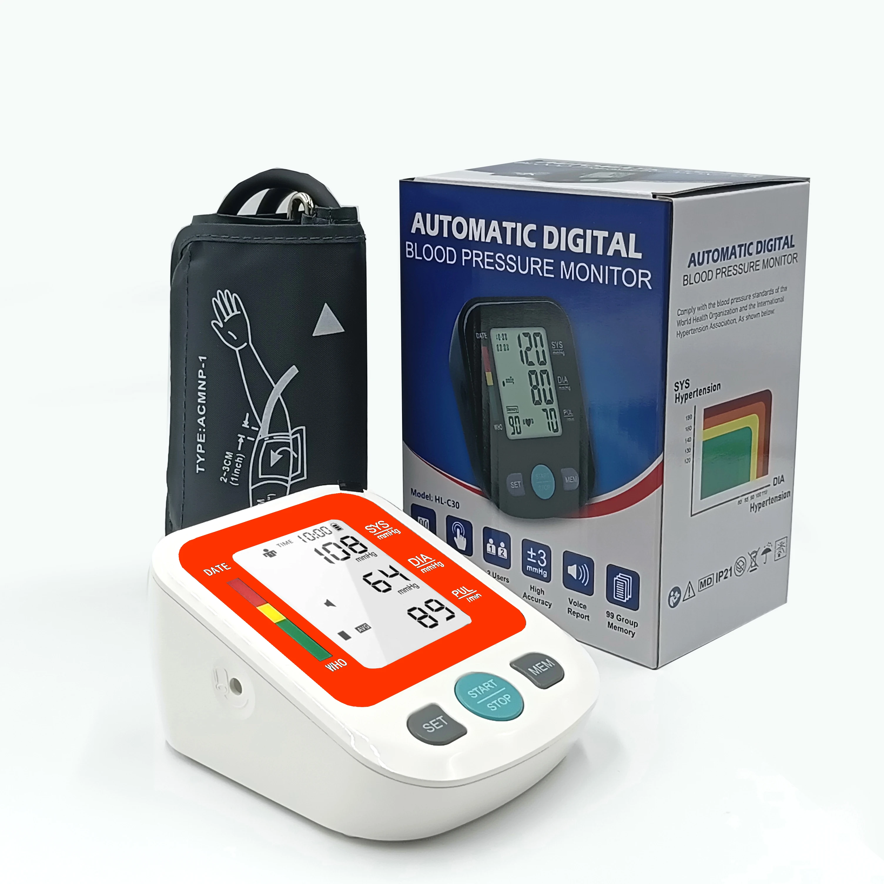 

Bp monitor arm style electronic sphygmomanometer telehealth automatic digital tensiometer blood pressure monitor