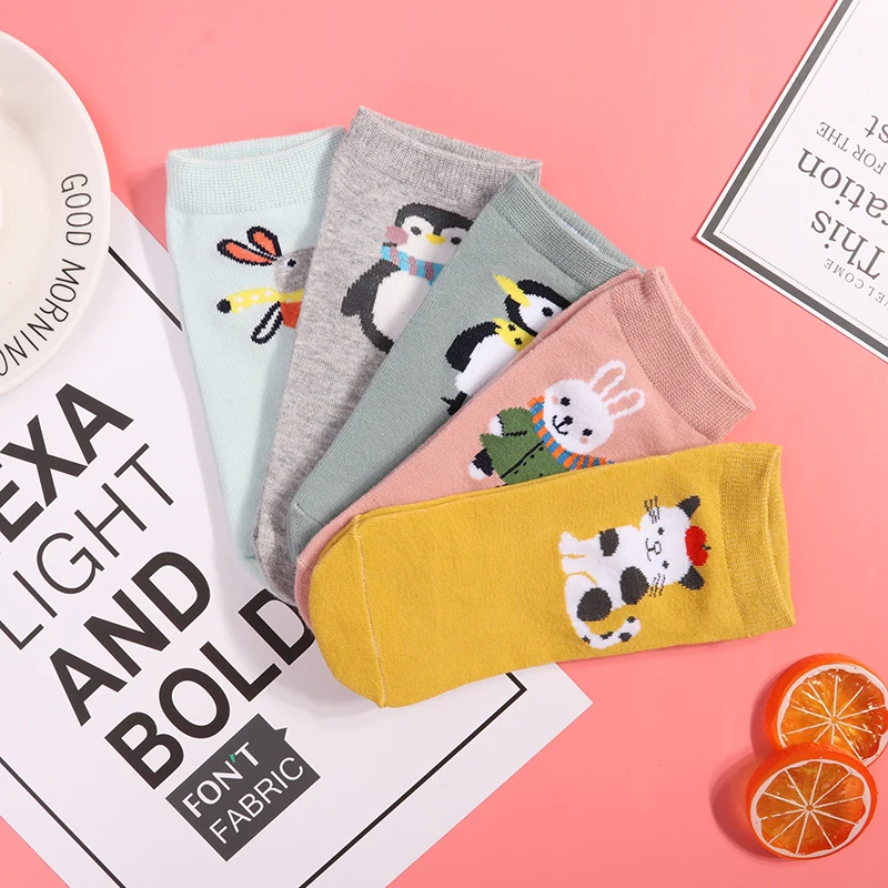 

2020 new fashion animal pattern baby socks soft cotton 5 pairs pack kids socks
