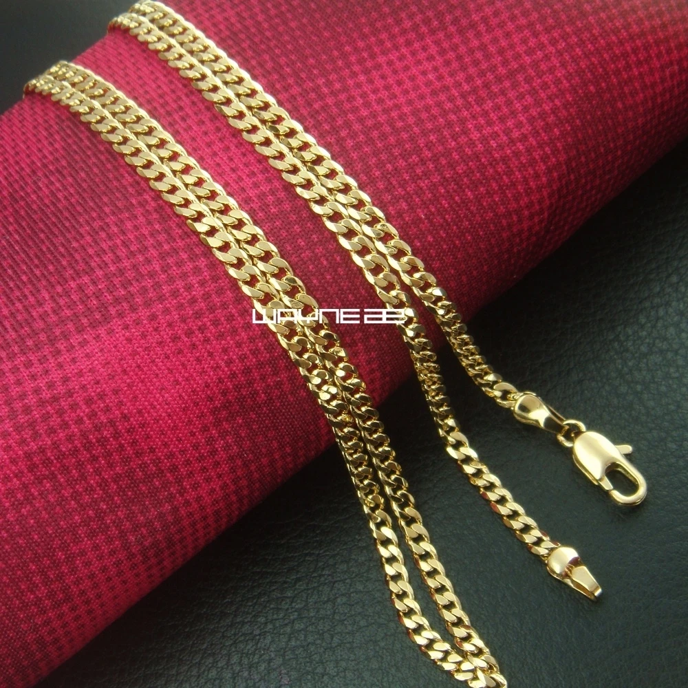 

Ahappy 2.2mm chain width 18k gold Vacuum Filled 17.7" Length Necklace Curb Chain Jewelry (n266)