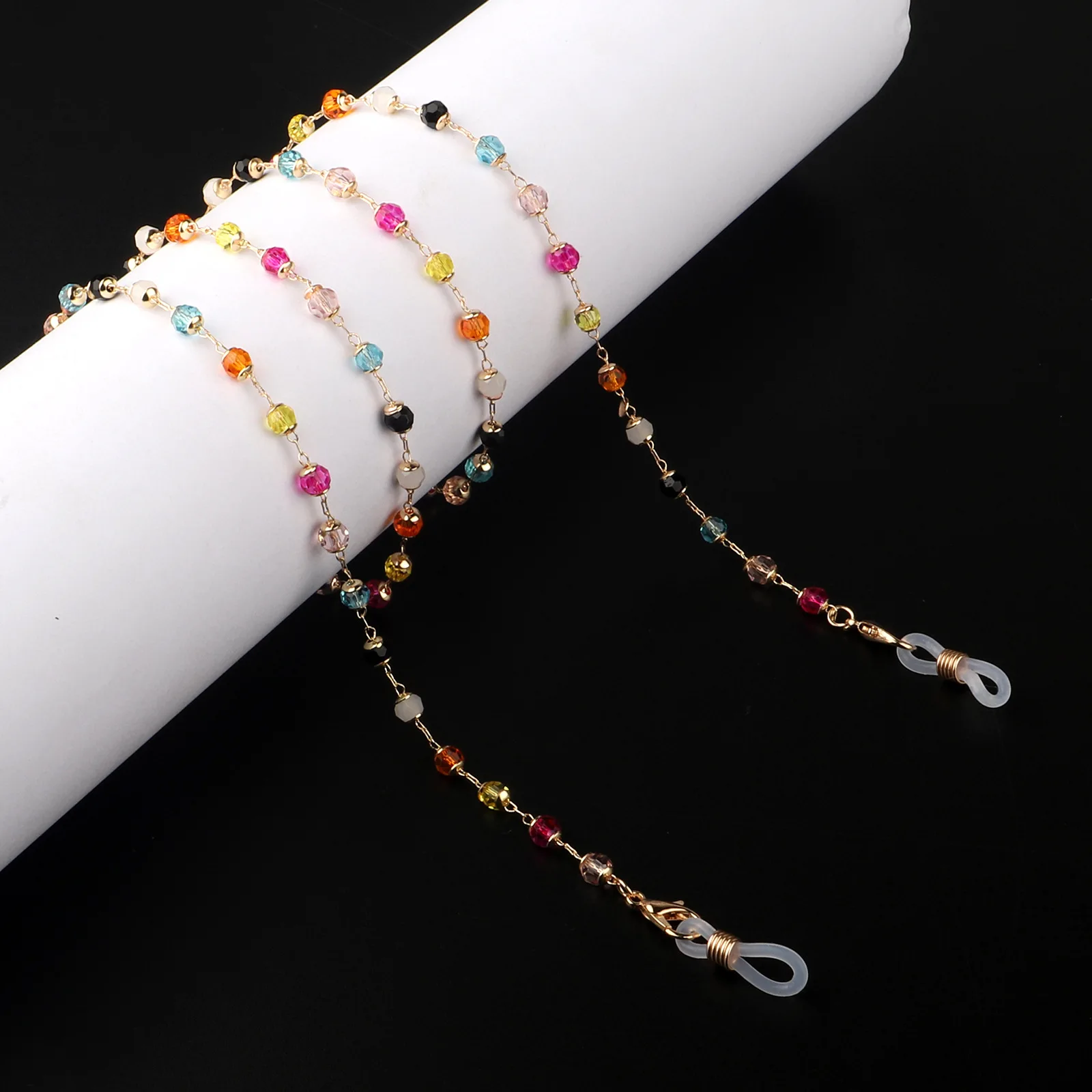 

Women Fashion Beads Sunglasses Chains Gold Eyeglasses Chains Sunglasses Holder Necklace Eyewear Retainer Accessories, As picture