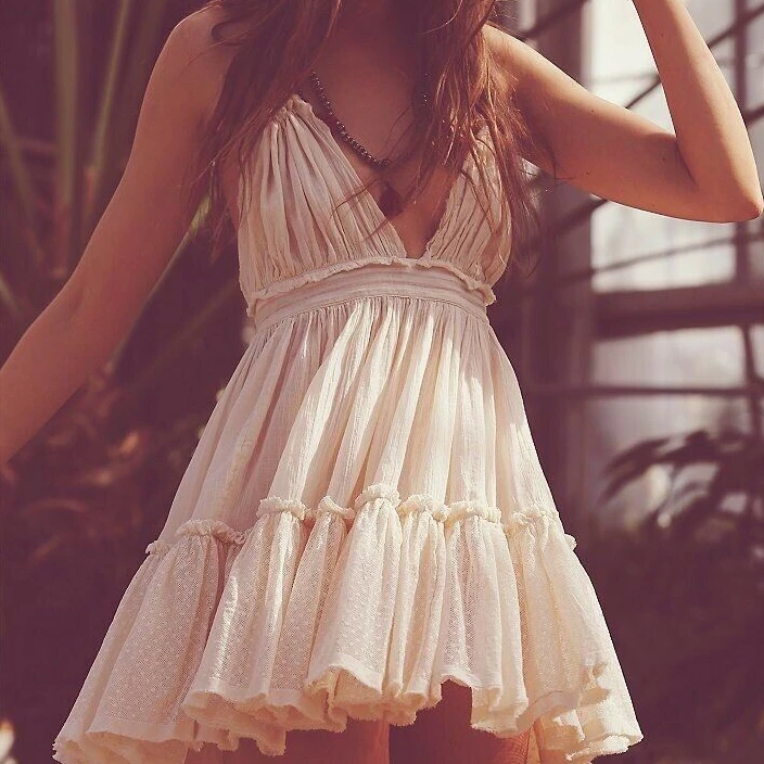 

summer Ruffles Elegant Summer Boho Dress Women Backless Sexy Beach Dress