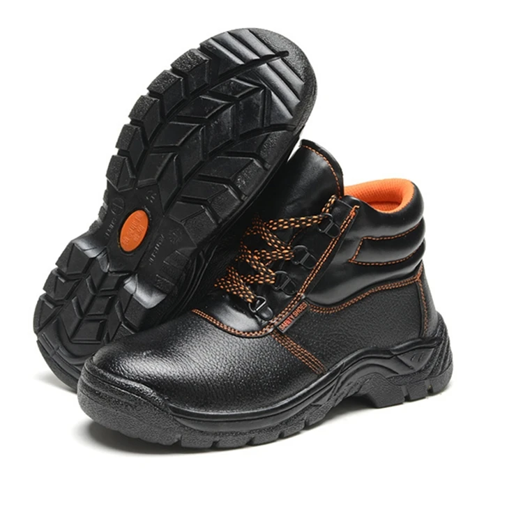 

Stylish middle cut black microfiber leather anti-smashing anti-puncture slip resistant labour safety shoes