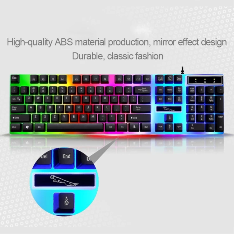 

ZGB G21 104 Keys USB Wired Mechanical Feel Colorful Backlight Office Computer Keyboard Gaming Keyboard, Color