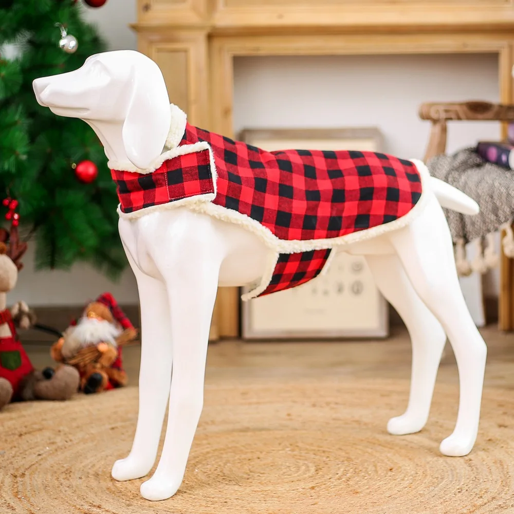 

Amazon Hot Sale Plush Plaid Winter Pet Clothes Vest Medium Large Dog Clothes