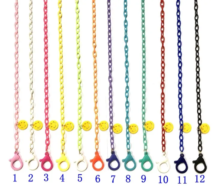 

Plastic Multifunctional Anti-lost Chain Holder with Smile Face Eyeglass Anti-skid Rope for Children and Adults, Picture