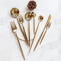 

Hotel 4pcs gold plated Stainless Steel gold cutlery sets for Wedding Restaurant Festival