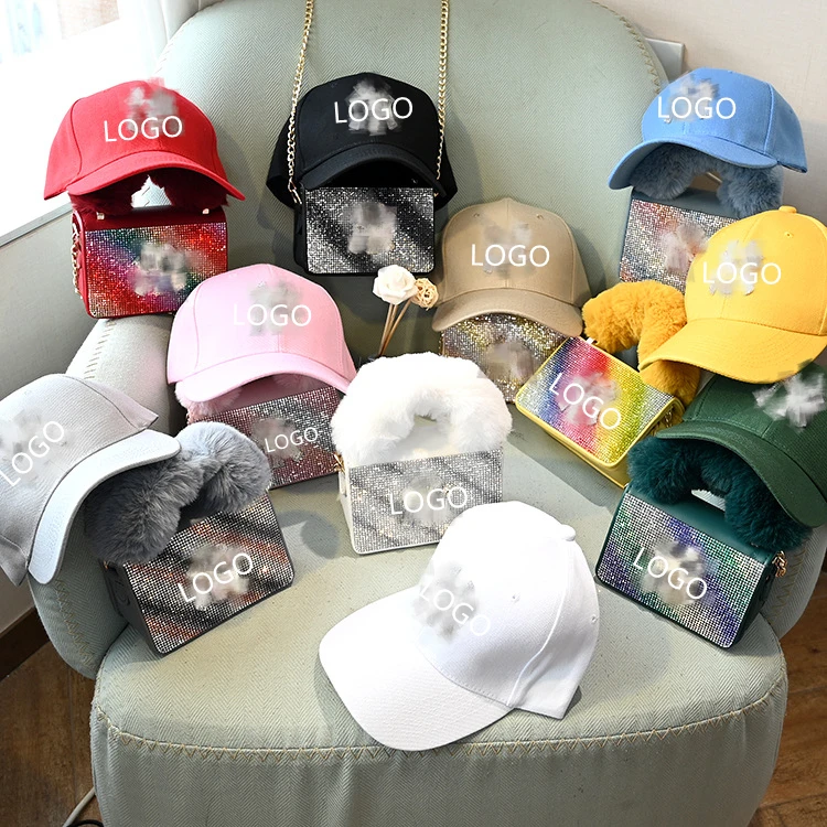 

Hot in winter American ny hat and purse set with Soft handle and diamond dropshipping