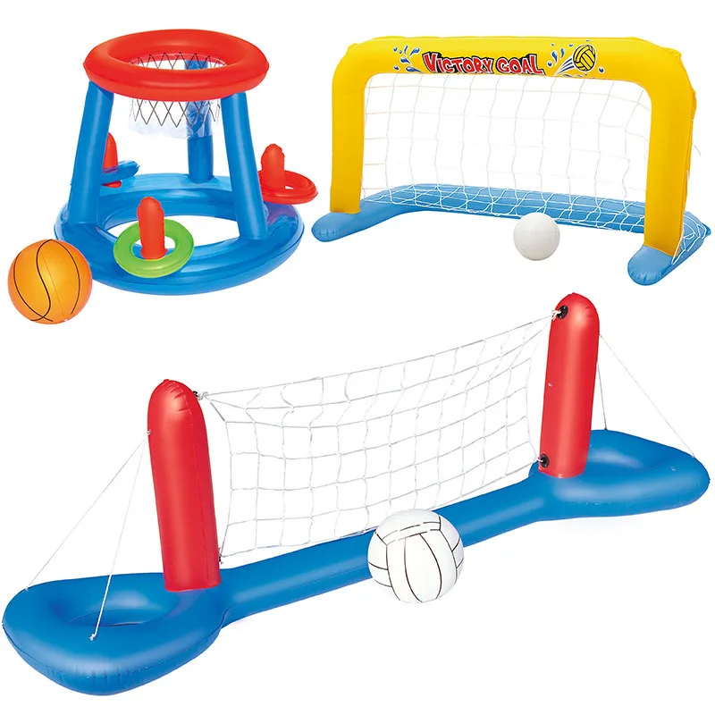 

Team interactive education game Kids water sports toys PVC inflatable water volleyball stand set with net, Customize color