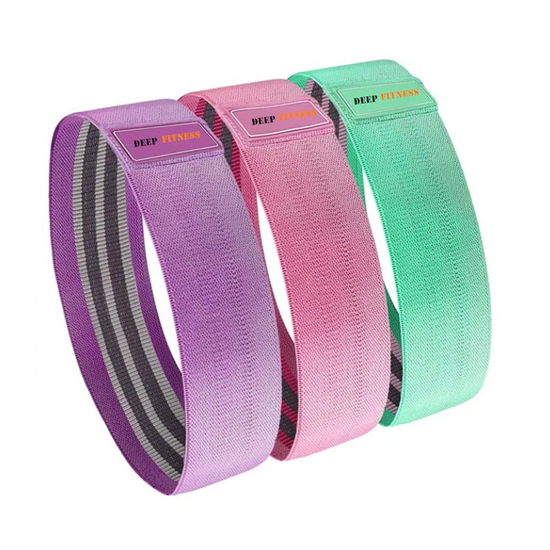 

Wholesale leopard custom resistance bands / ombre booty resistance bands set of 3 / fabric loop resistance bands, Pink / grey / black/blue/black...