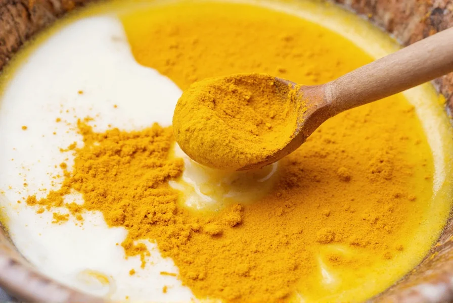 Close-up of turmeric powder being mixed with honey and yogurt for a natural face mask