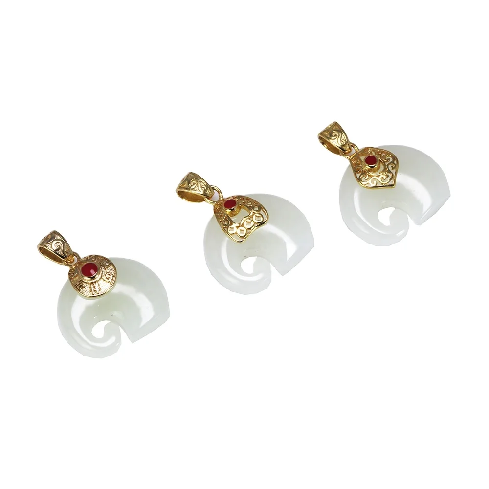 

Natural Gemstone Jade Lucky Pendant Real Pure 925 Sterling Silver For Women Antique Retro DIY jewelry Gift