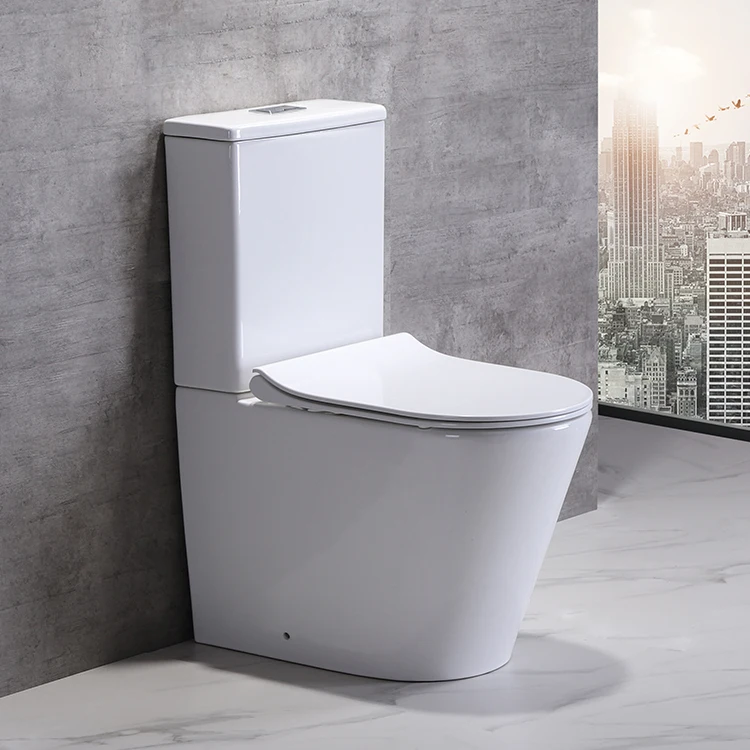 Europe standard modern western p trap washdown sanitary ware ceramic bathroom back to wall toilet commode two piece toilet supplier