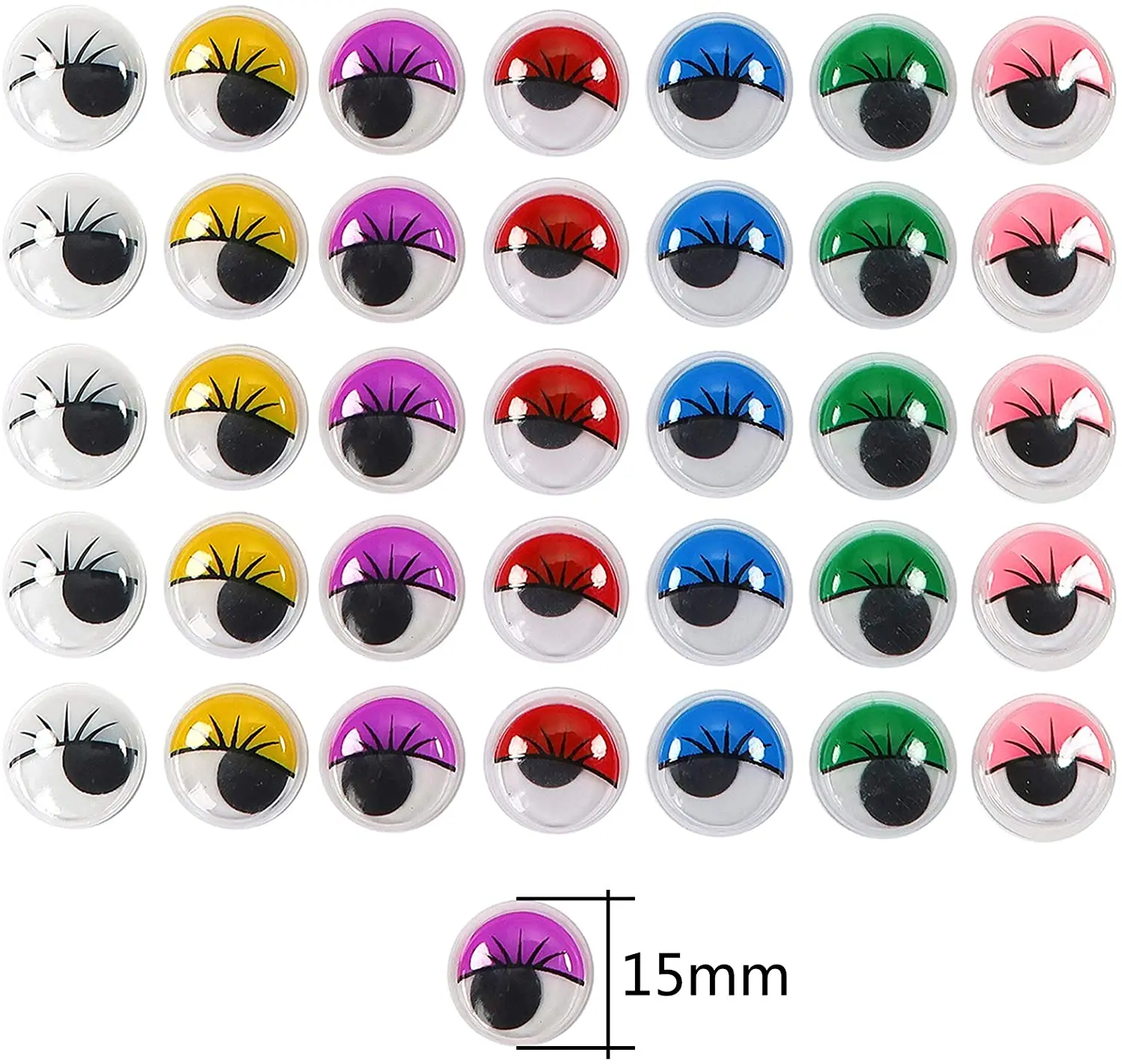 Color: Multicolor CL 100PC Coloured Eyelashes Wiggly Wobbly Googly Eyes Lash 