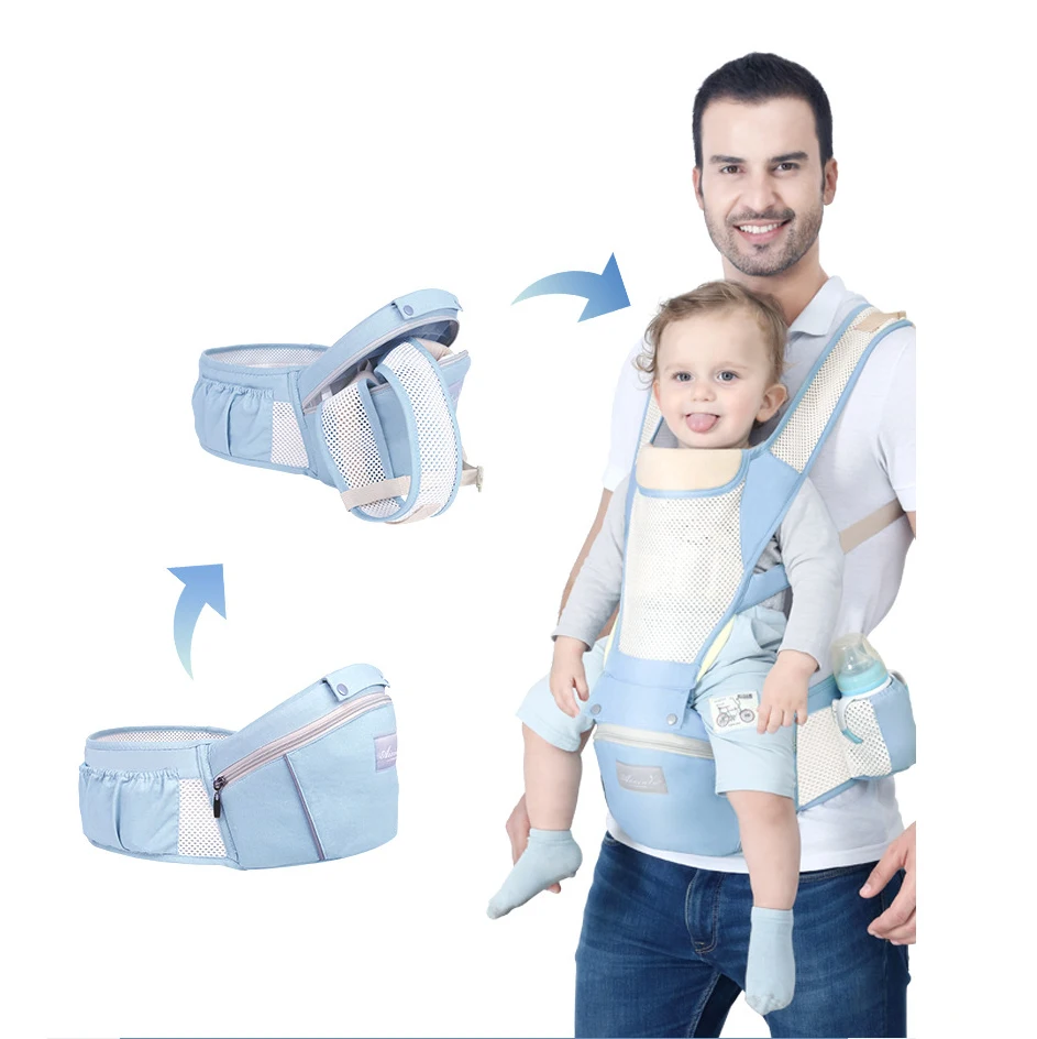 

Natural Form Ergonomic Baby Carrier Backpack with Hip Seat for All Seasons, Light blue,goldnk,red,dark blue,light green,pi