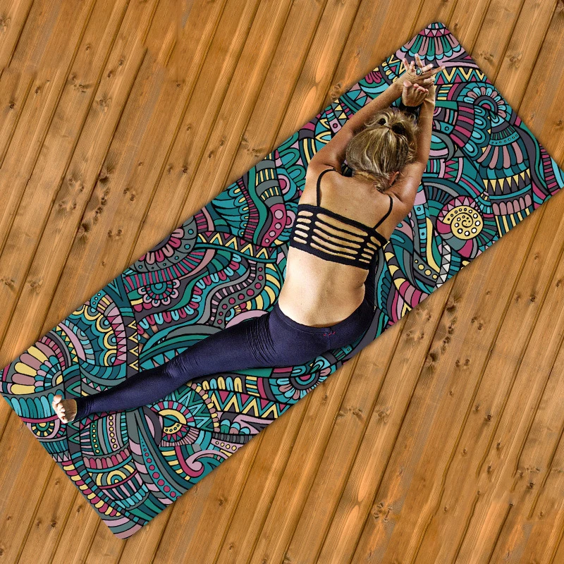 

2019 Ultra-light Folding Yoga Mats Printed Mandala 1mm Suede Natural Rubber Anti Slip Pilates Blankets Multiple Uses, 8 styles