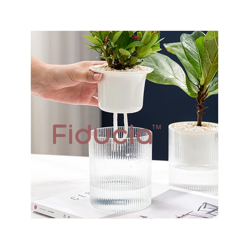 

Fiducia Self-absorbing Flowerpot Plastic Flower Pots For Plants Gardening Home & Garden Nursery Plant Self Watering Flowerpot, White