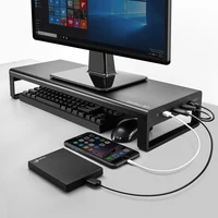 

Vaydeer USB 3.0 Aluminum Monitor Stand Metal Riser Support Transfer Data and Charging,Keyboard and Mouse Storage Desk Organizer