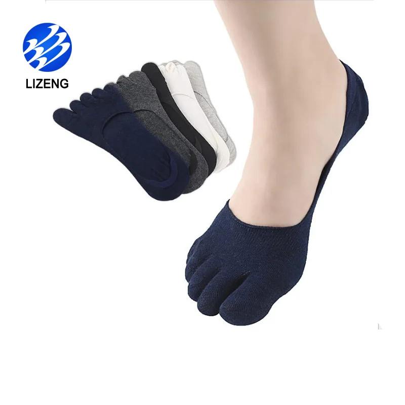 

No Show Cotton Five Toe Socks For Women, White , black , gray , navy , dark gray