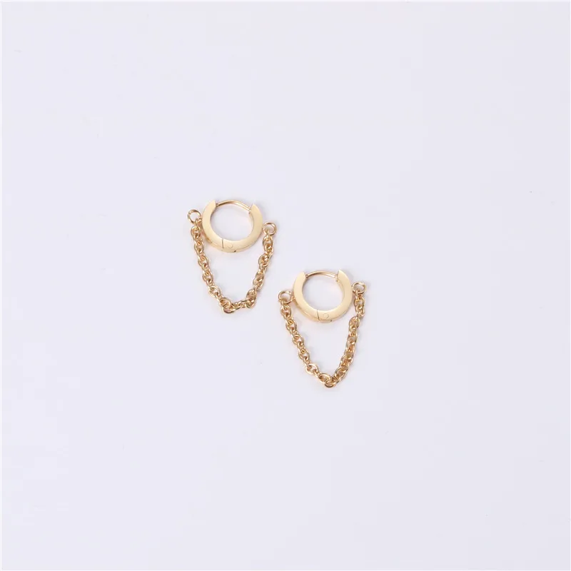 JOOLIM  High End 18K Gold Plated Link Chain Tassel Earring Stainless Steel Earrings Gold Jewelry New