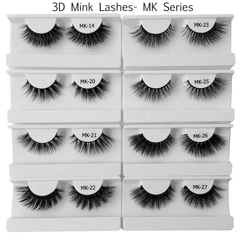 MK series custom glitter magnetic lash box 3d mink lashes vender natural crisscross fluffy mink eyelash
