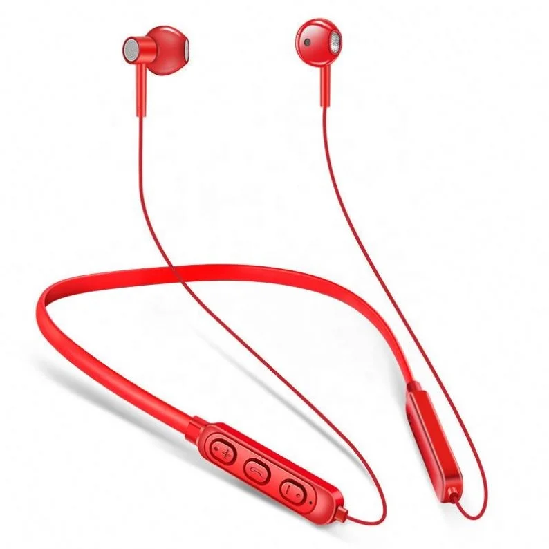 

A10 Wireless BT Magnetic Suction Neckband In-Ear Earphone With Microphone, Red, black
