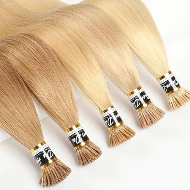 Double Drawn Itip Human Hair Extension Hair Remy Vendor Cuticle Aligned Virgin Keratin Straight I Tip Hair Extensions Wholesale