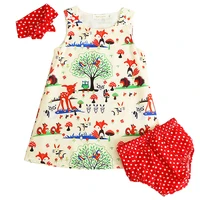 

Baby clothing summer sleeveless dress girls three-piece shorts + dress striped suit