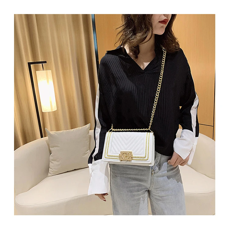 

2021 High Quality Luxury Rainbow Shoulder RTS Jelly Purse and Handbags, Customized color