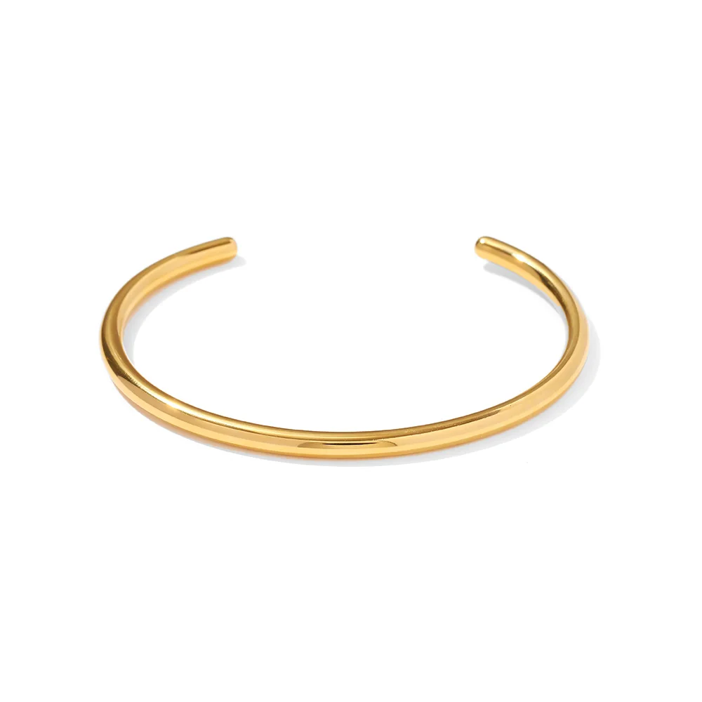 

Minimalist 18K Gold Plated Jewelry Gift Stainless Steel High Polished Opening Bangles for Women