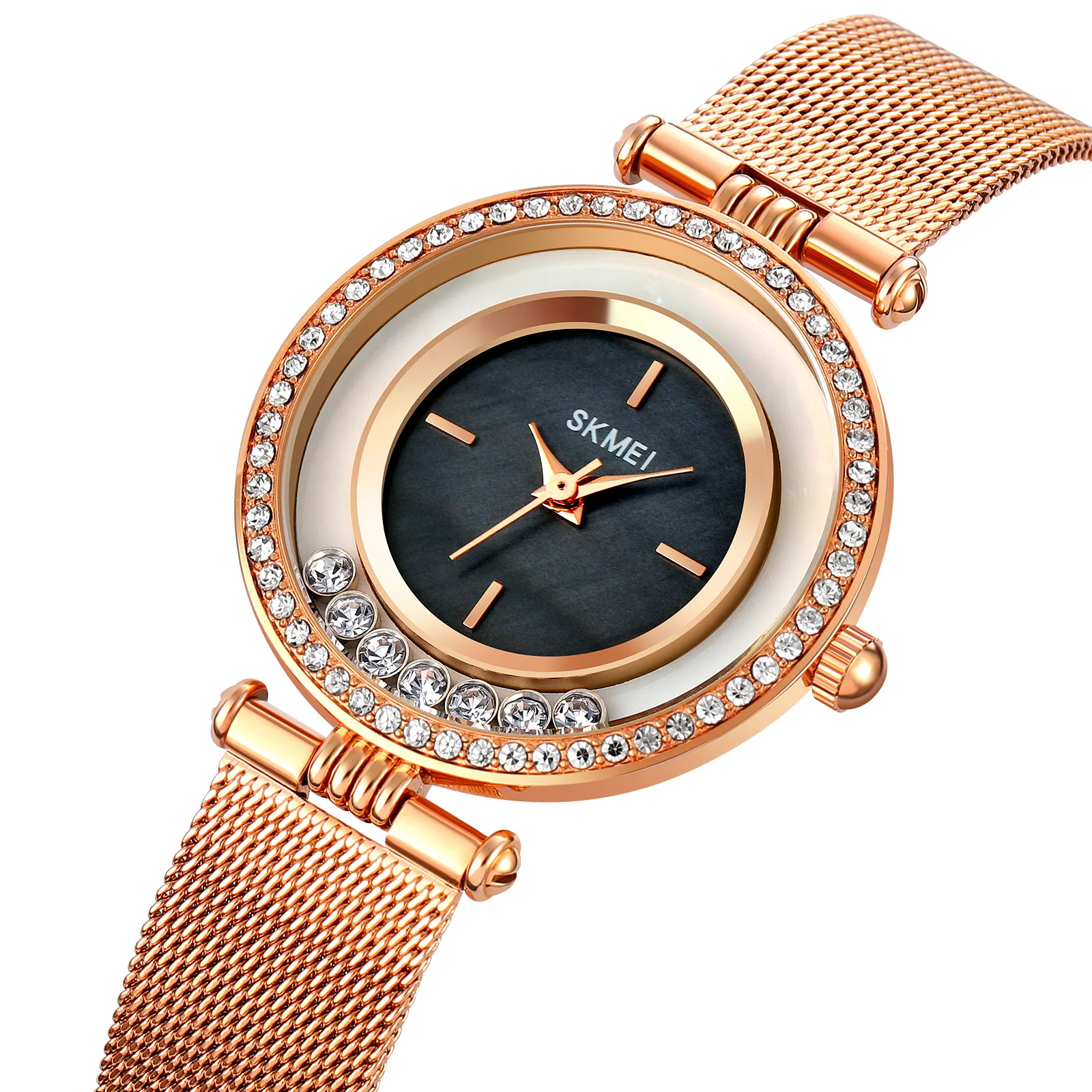 

SKMEI 1785 Women's Stainless Steel Crystal-Accented Quartz Watch with Alloy Strap